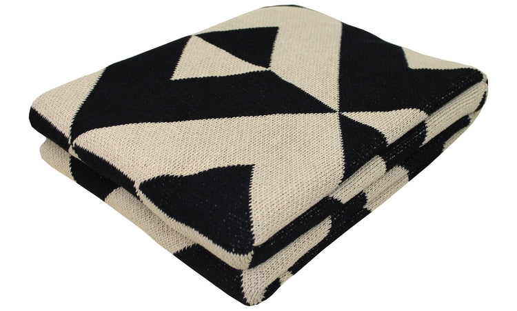 Reverse - Black + Linen Throw