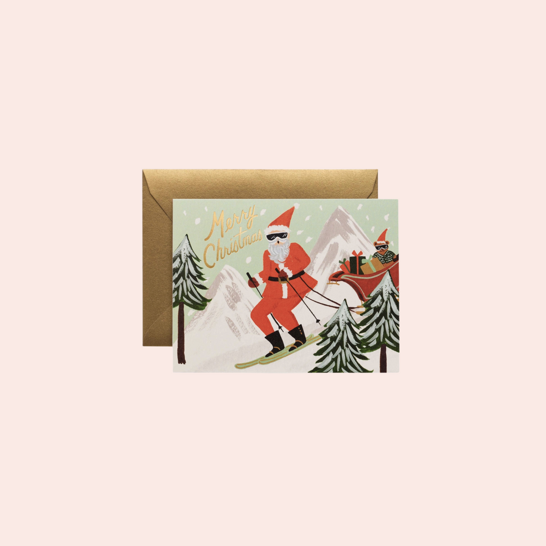 Skiing Santa Card
