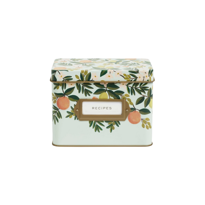 Citrus Floral Tin Recipe Box