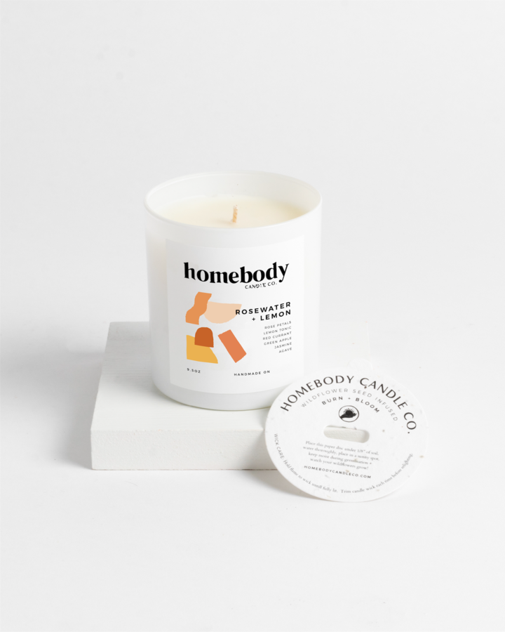 Rosewater and Lemon Burn and Bloom Candle
