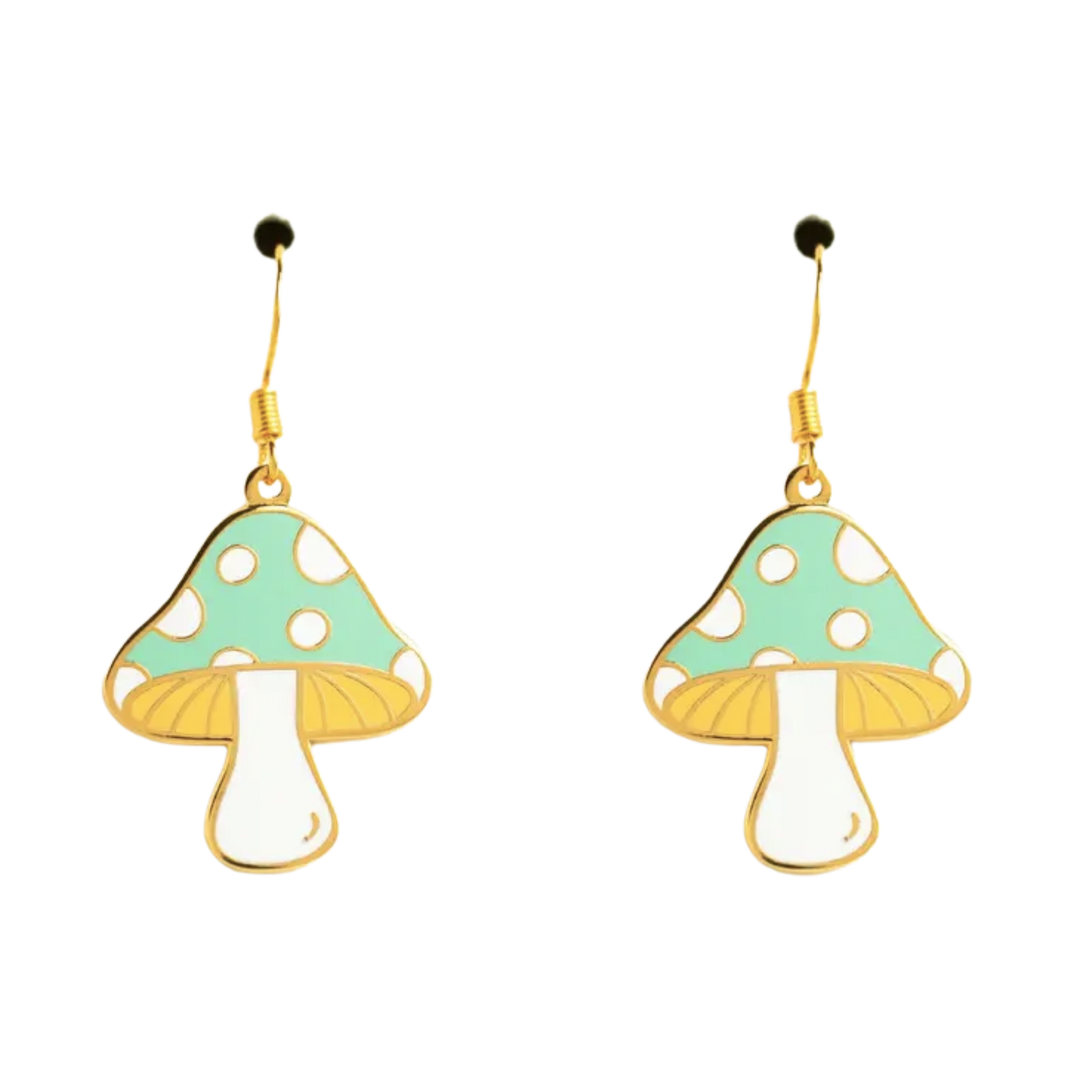 Aqua Mushroom Earrings