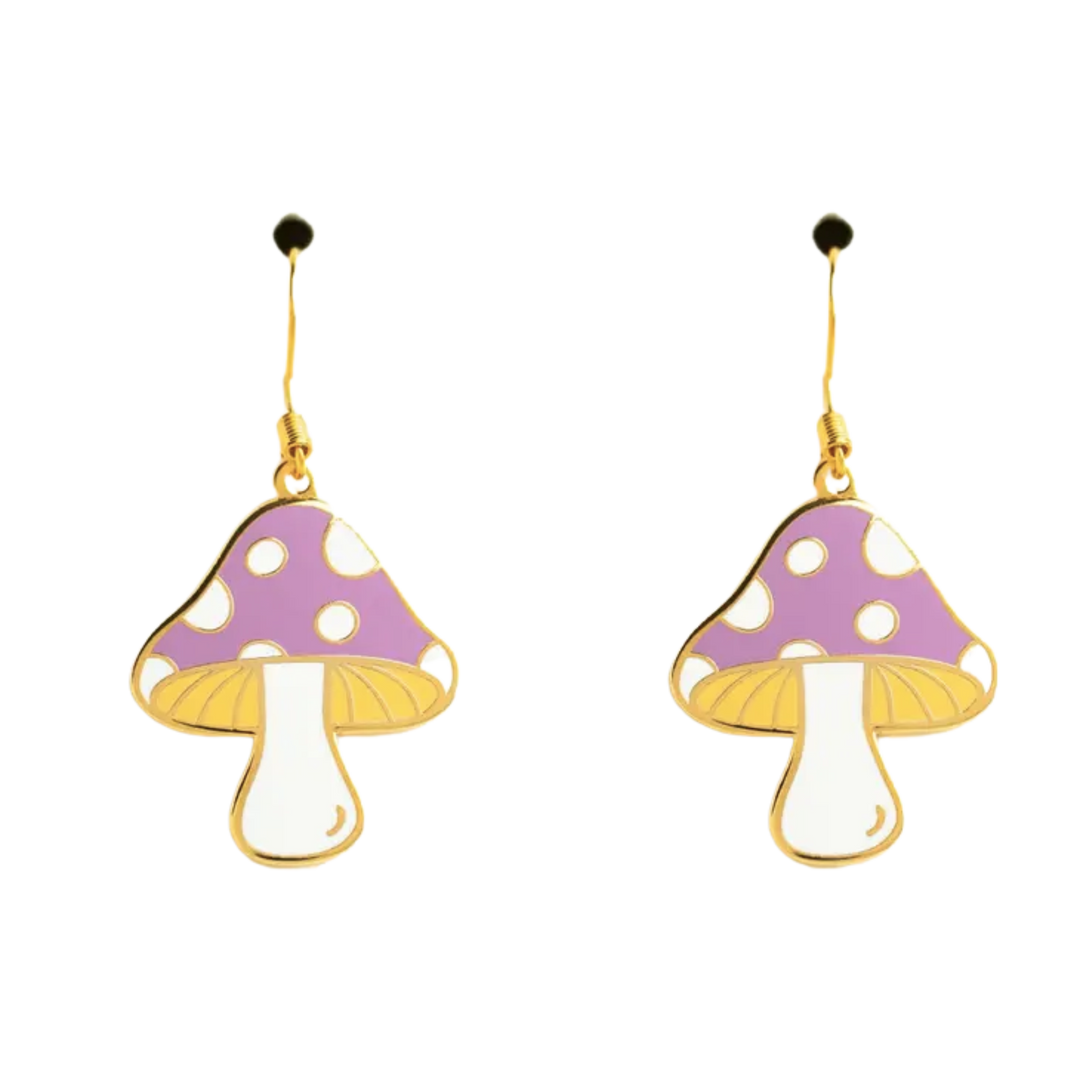 Lilac Mushroom Earrings