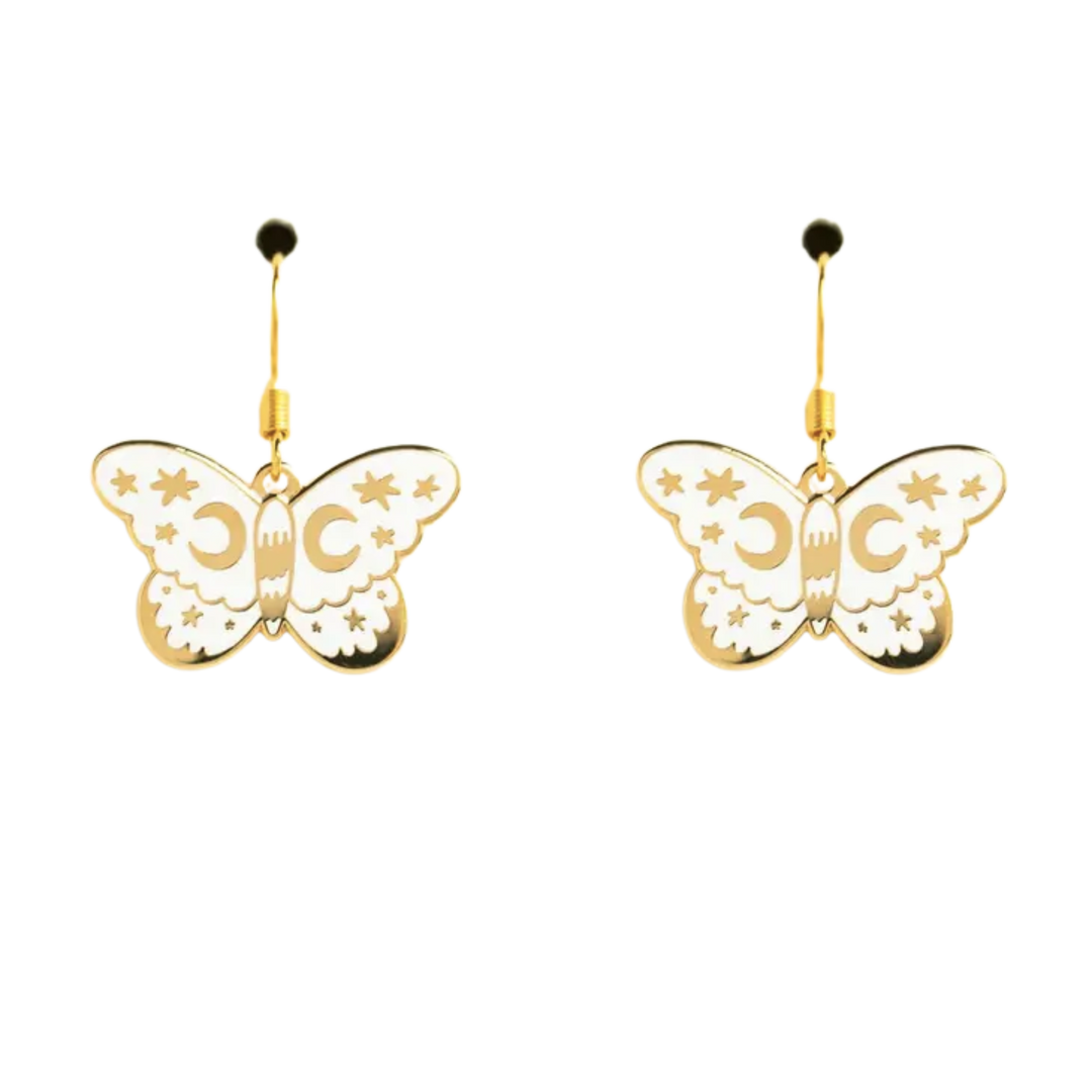 Snow Moth Earrings
