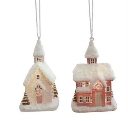 Resin House Ornament w LED