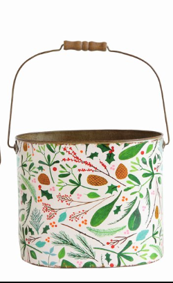 Metal Bucket w/Wooden Handles