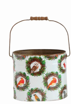 Metal Bucket w/Wooden Handles