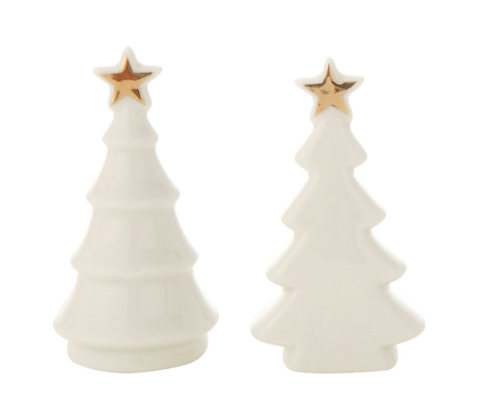 Ceramic Tree, White w/ Gold Electroplated Star