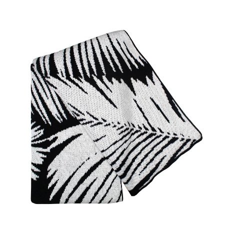 Paradise Black + White Palm Leaf Blanket