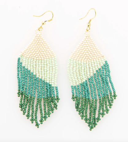 Green Ombre Fringe Earrings