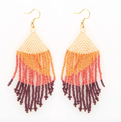 Pink Ombre Fringe Earrings