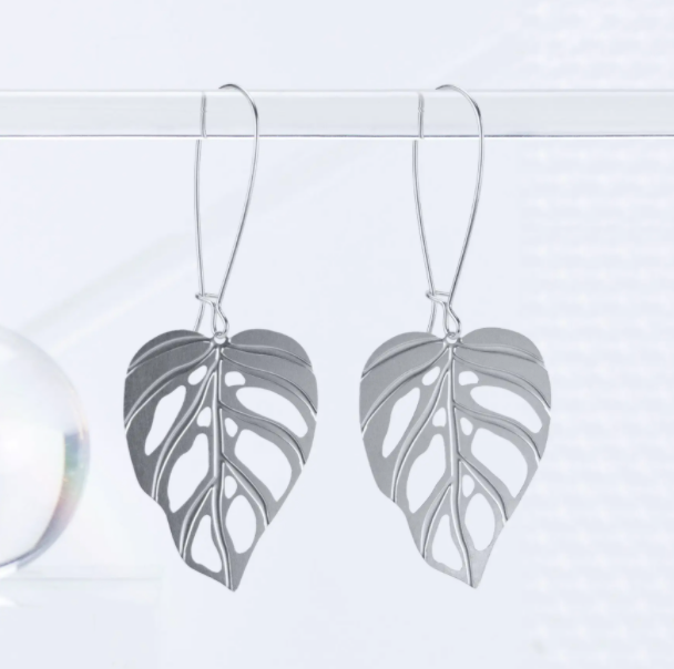 Monstera Adansonii Leaf Earrings