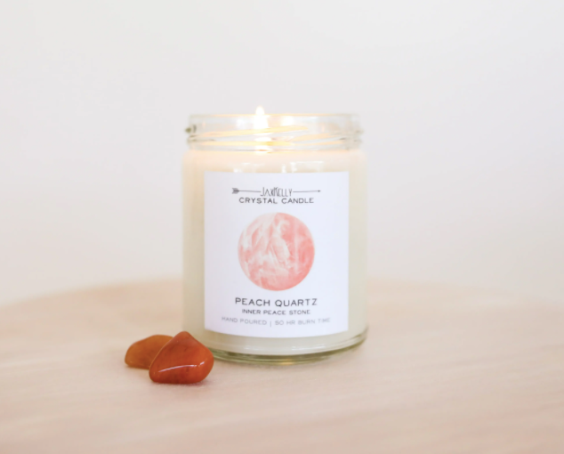 Peach Quartz Crystal Candle