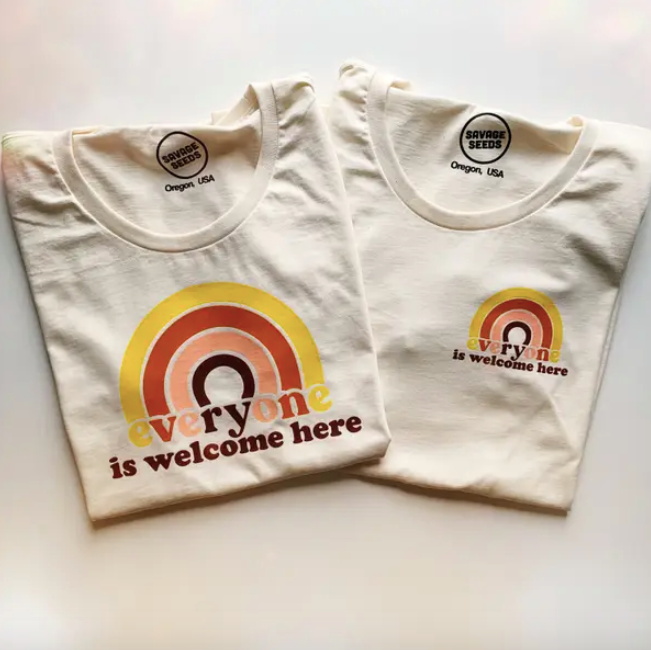 Everyone Is Welcome Here Women's Pocket Print Tee