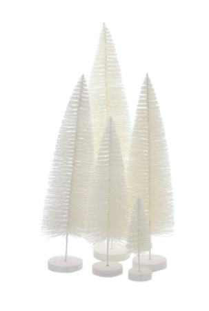 Iridescent Bottle Brush Tree Set of 5- White