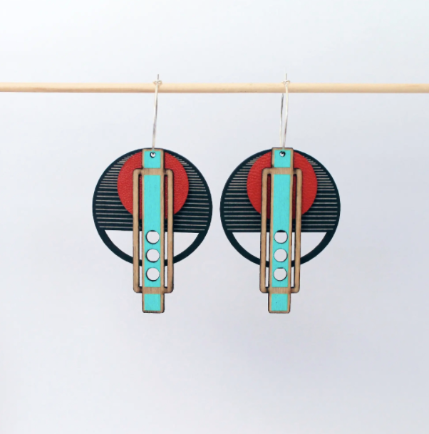 Wright Earrings in Red on Black