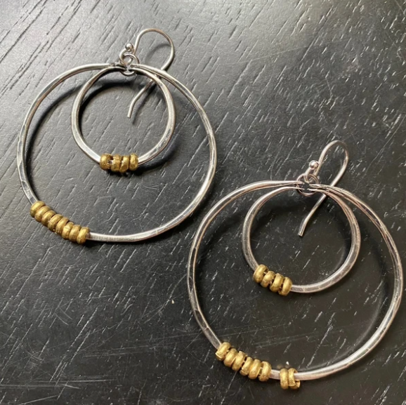 Double Hoop Earrings: Silver