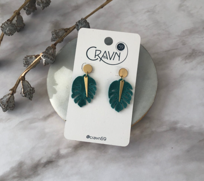 Small Monstera Earrings