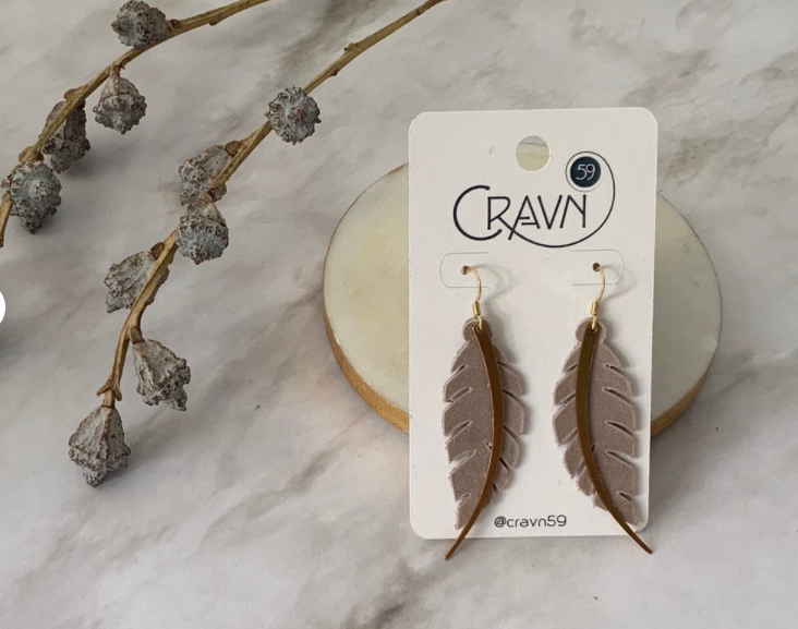 Feather and Brass Earrings