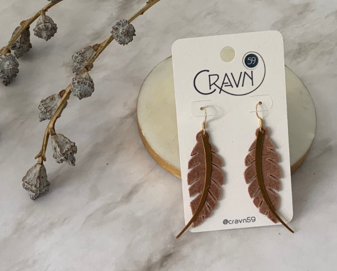 Feather and Brass Earrings