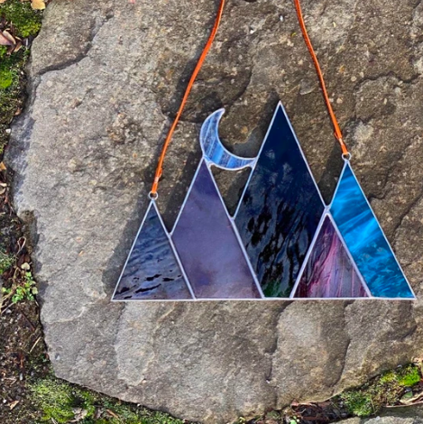 Stained Glass Mountains & Crescent Moon Sun Catcher