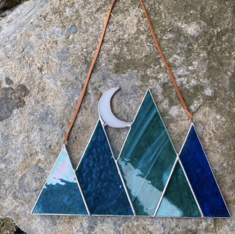 Stained Glass Mountains & Crescent Moon Sun Catcher