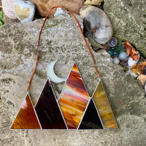 Stained Glass Mountains & Crescent Moon Sun Catcher