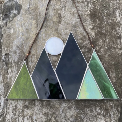 Stained Glass Mountains & Full Moon Sun Catcher