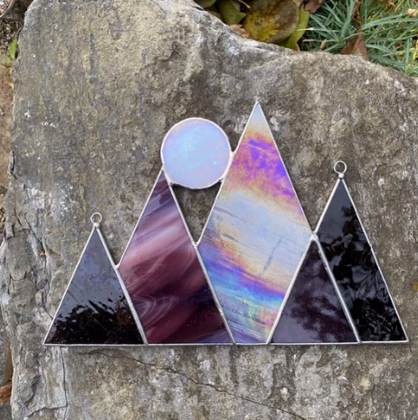 Stained Glass Mountains & Full Moon Sun Catcher