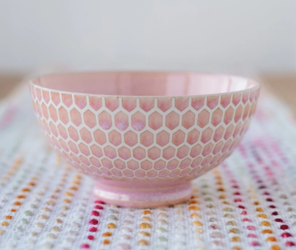 Pink Honeycomb Serving Bowl
