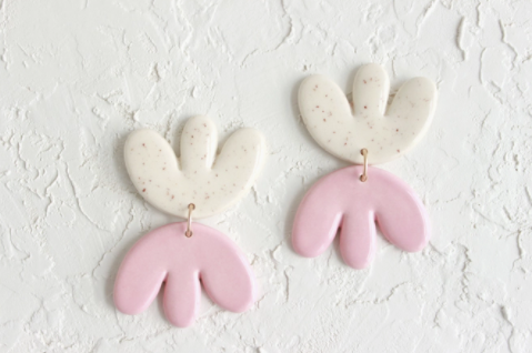 Double Tulip Ceramic Statement Earrings
