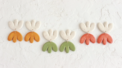 Double Tulip Ceramic Statement Earrings