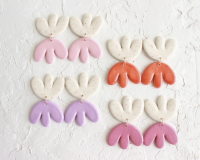 Double Tulip Ceramic Statement Earrings