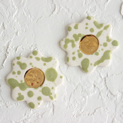 Splash Flower Oversized Ceramic Stud Earrings