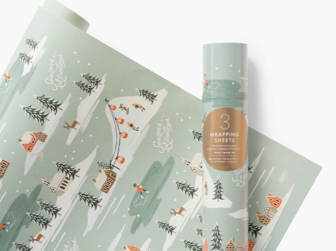 Holiday Snow Scene Wrapping Sheets