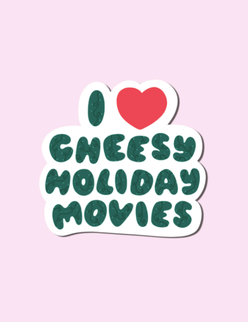 I Heart Cheesy Holiday Movies Vinyl Sticker