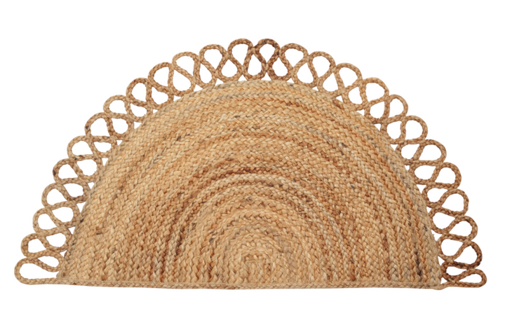 Half Moon Jute Doormat, Natural - 18x36 Inch