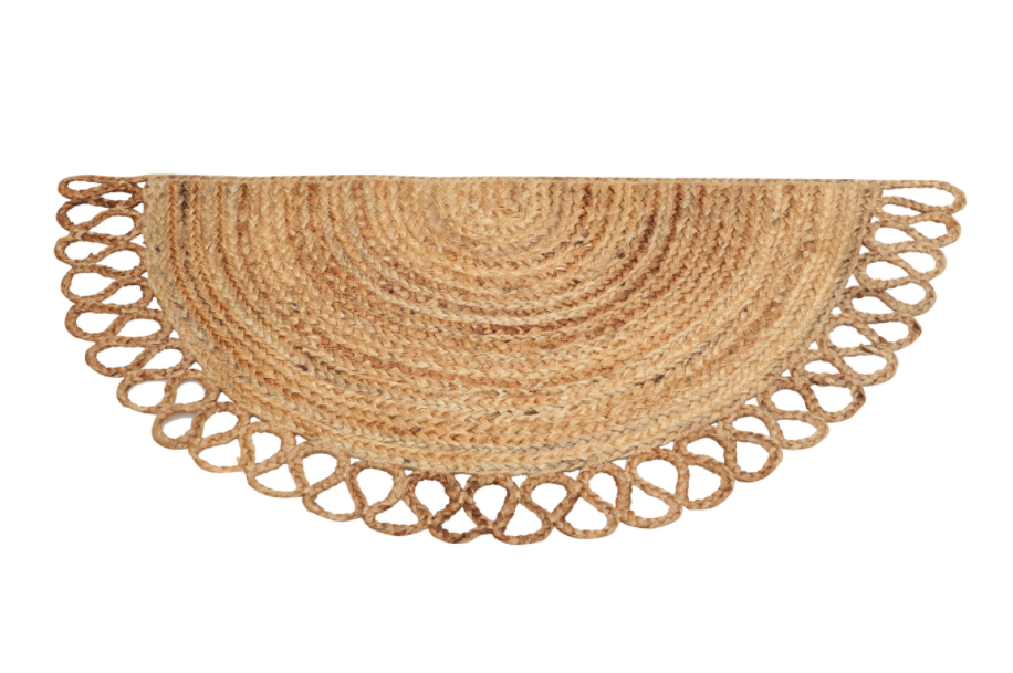 Half Moon Jute Doormat, Natural - 18x36 Inch