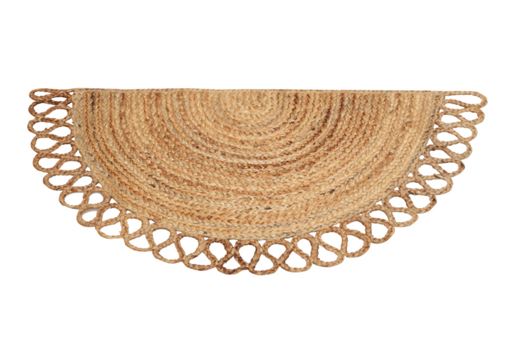 Half Moon Jute Doormat, Natural - 18x36 Inch