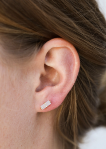 White Druzy Bar Studs