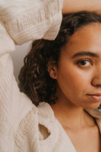 Silver Druzy Prong Earrings