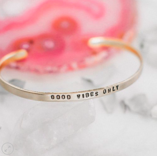 Good Vibes Only Brass Cuff Bracelet