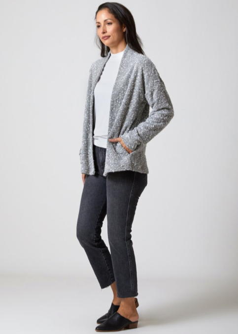 Pebble Knit Cardigan Silver
