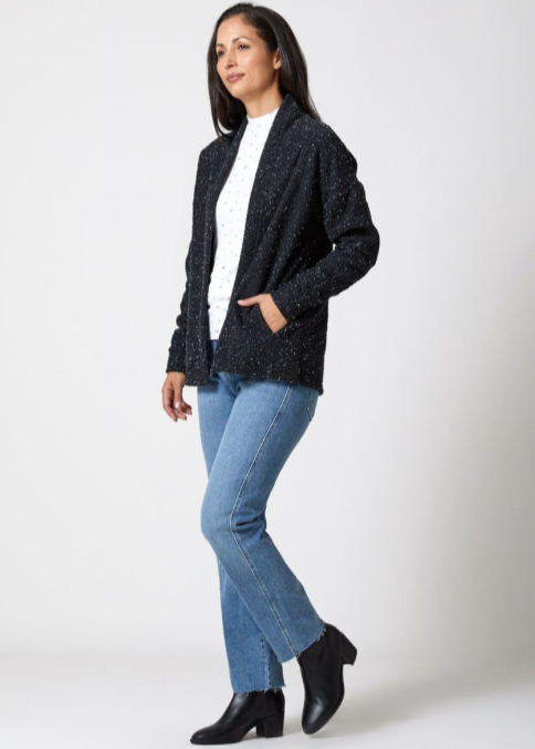 Pebble Knit Cardigan Black