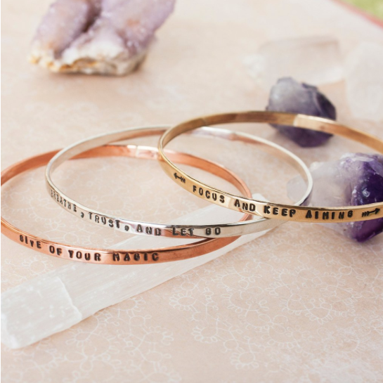 Focus and Keep Aiming Brass Bangle