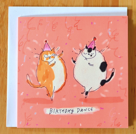 Birthday Dance Cat Square Greeting Card