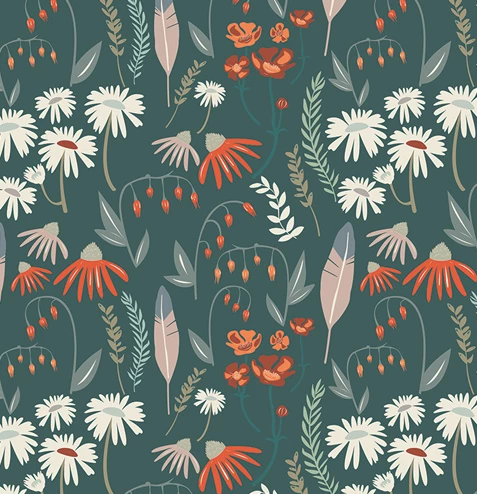 Organic Cotton Jersey + Minky Baby Blanket - Wild Flowers and Feathers