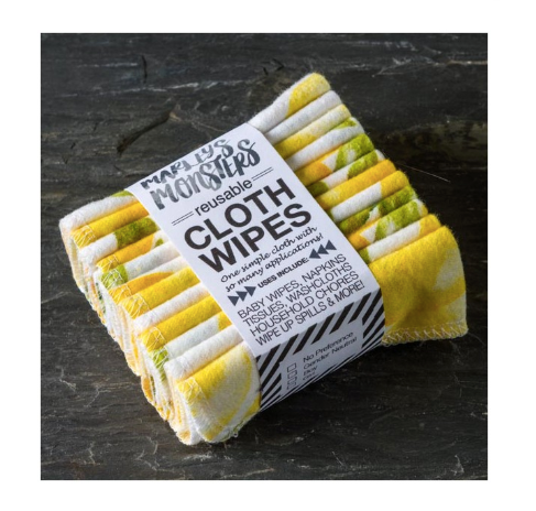 Reusable Cloth Wipes - Vintage Lemons