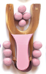 Wooden Slingshot with Rainbow Felt Balls