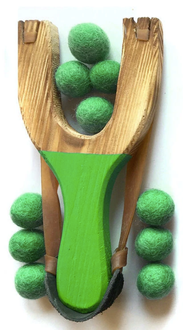 Wooden Slingshot with Matching Felt Balls