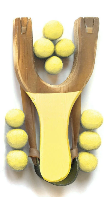 Wooden Slingshot with Matching Felt Balls